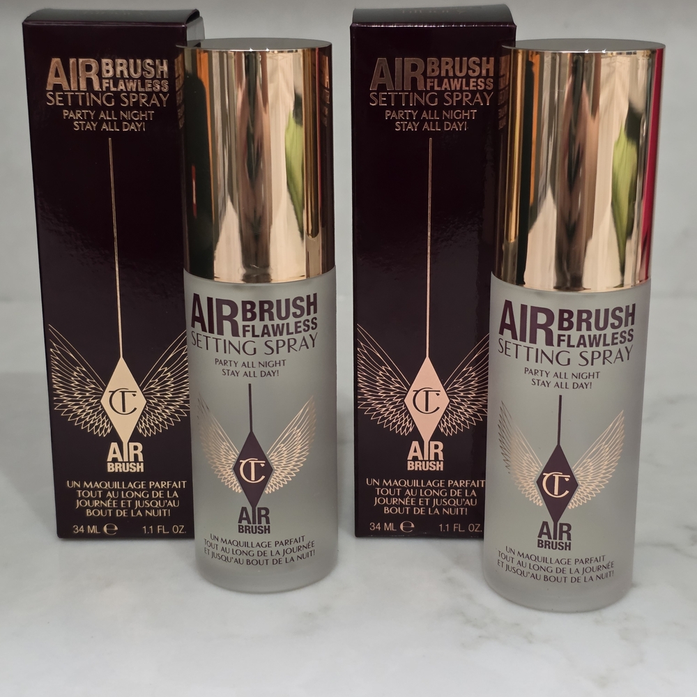 NIB Two Bottles Of Charlotte Tilbury Airbrush Flawless Setting Spray 1.1 Oz Each